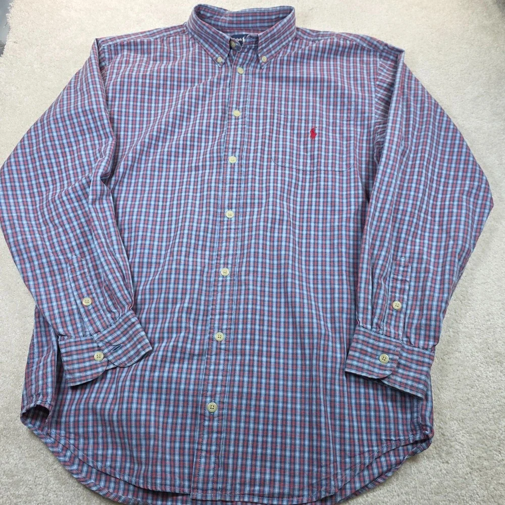 Polo Ralph Lauren Shirt Mens XL Multicolor Button Up Plaid Embroidered Pony Logo